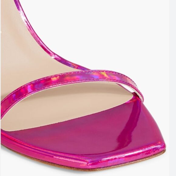 STUART WEITZMAN Sandal Nudist NEW Iridescent Patent Leather 4.5” Stiletto Pink 9 - Picture 4 of 16